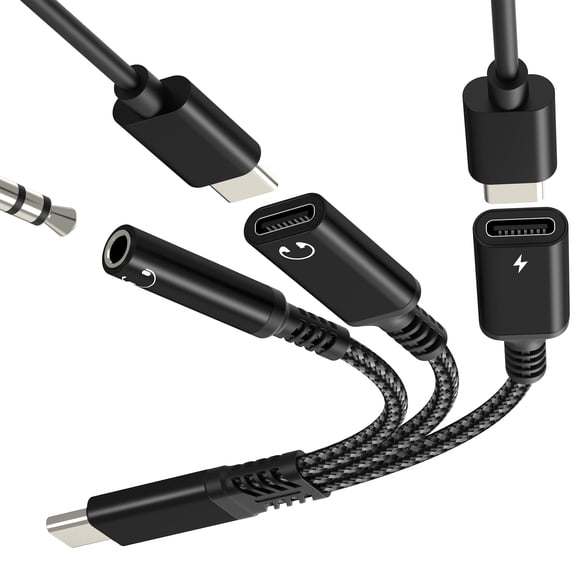 USB C to 3.5mm Audio Adapter(3in1)Aux Headphone for IPhone 17 16 15 Jack Splitter Cable Type Charger Dongle Cord Dual Charging for IPad DAC Wired Car Adaptor Connector Compatible for Samsung S26 S25
