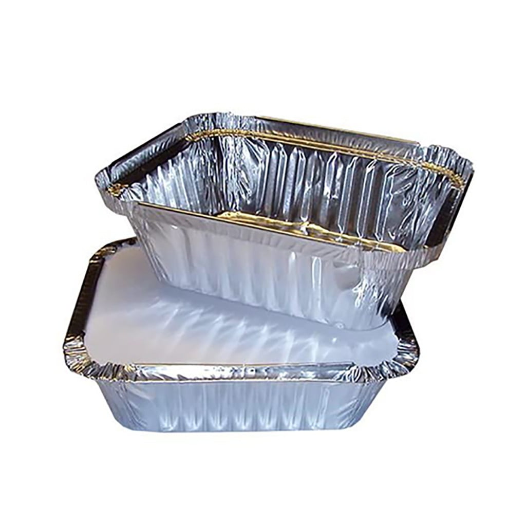100 x No2 Aluminium Foil Food Containers with Heavy Duty Lids 