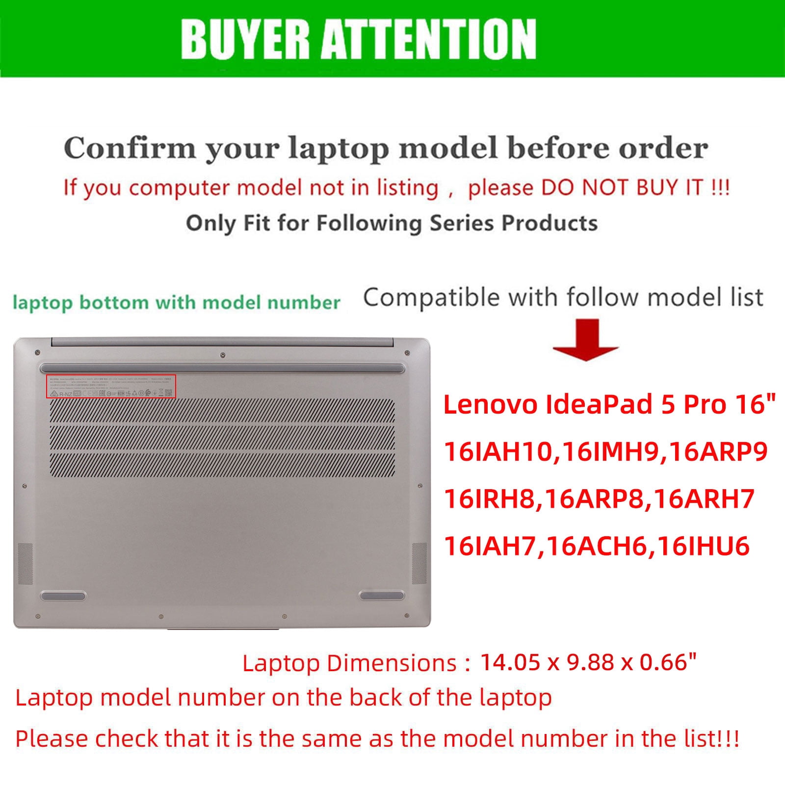 Laptop Case Cover for Lenovo IdeaPad 5 Pro 16 inch [not Compatible with Any Other Model] .2-in-1 PU Leather Detachable Notebook Sleeve (Black)