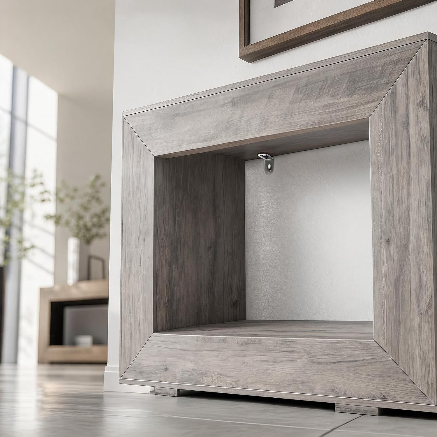47" 2-Tier Farmhouse Console Table with Charging Station, Entryway Sofa Table with Outlets and USB Ports for Living Room, Behind Couch Narrow Hallway Table, Gray