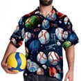 thumbnail image 4 of Baseball Men's Short Sleeve Button Down Hawaiian Shirts for Summer Beach Casual Printed Style, 4 of 6