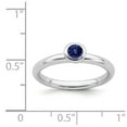 thumbnail image 5 of Solid 925 Sterling Silver Stackable Low 4mm Round Created Sapphire Blue September Gemstone Ring Eternity Band Size 5, 5 of 6