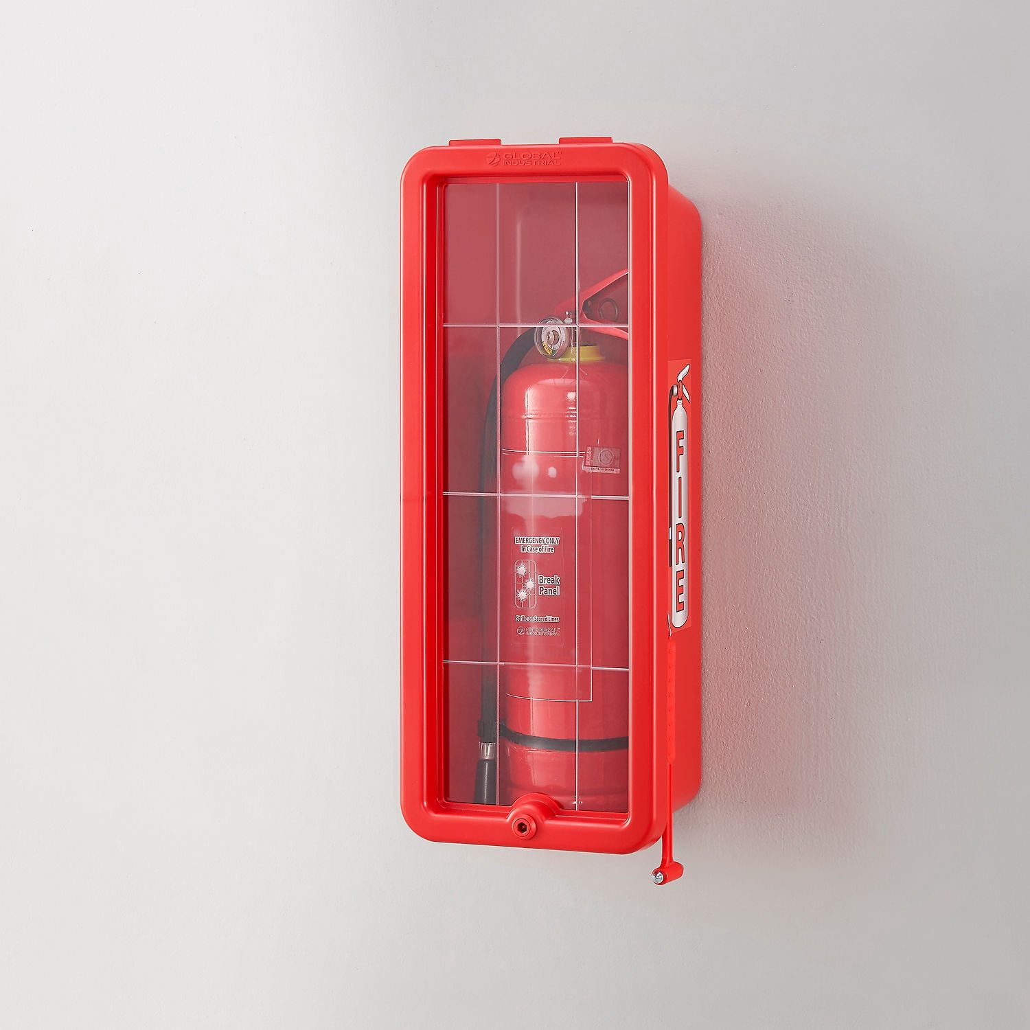 Global Industrial Plastic Fire Extinguisher Cabinet Fits 10 lbs. Red