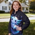 thumbnail image 3 of Uorisanigo Girls Half Zip Sweatshirt Kids Long Sleeve Pullover Top Soft and Comfortable Blue Galaxy Axolotl Quarter Zipper Cropped Sweatshirt Lightweight Hoodies No Hood, Size 11-12, 3 of 7