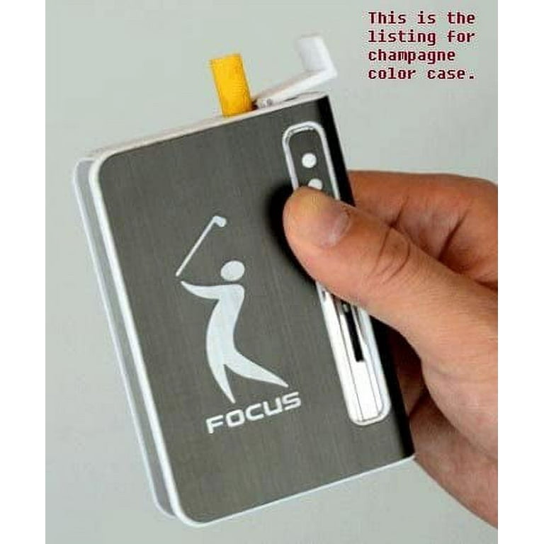 champagne cigarette holder Stylish Focus 10 pack Automatic Loading Cigarette Case Dispenser With Built in Torch Lighter (champagne Color)- (gd-1331, Free CAR sticky pad for