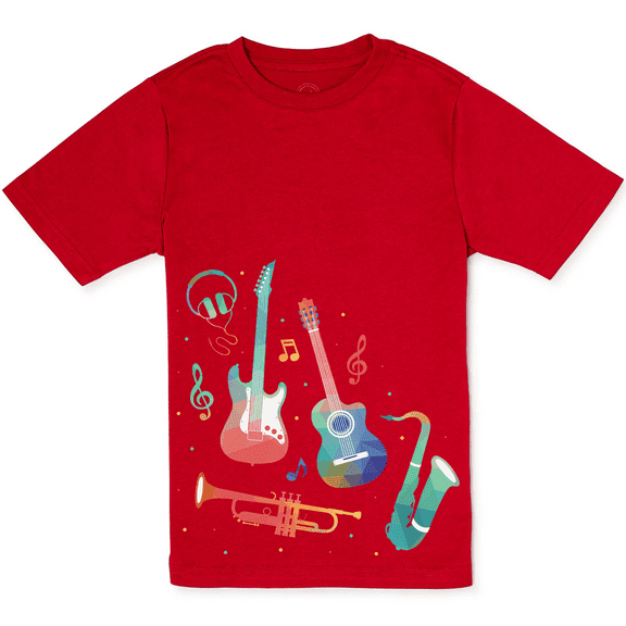 Boys Short Sleeve Musical Instruments Graphic T-Shirt Size 4-5