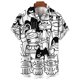 thumbnail image 3 of Camisa con estampado de gato de dibujos animados en 3D para hombre, cómoda, de verano, de manga corta, informal, holgada, de secado rápido, hawaiana, 3 of 5