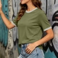 thumbnail image 5 of Babysbule Women Crew Neck Contrast Rib Trim Raglan Short Sleeve Loose Casual Tee for Summer Daily Vacation Outfits, 5 of 9