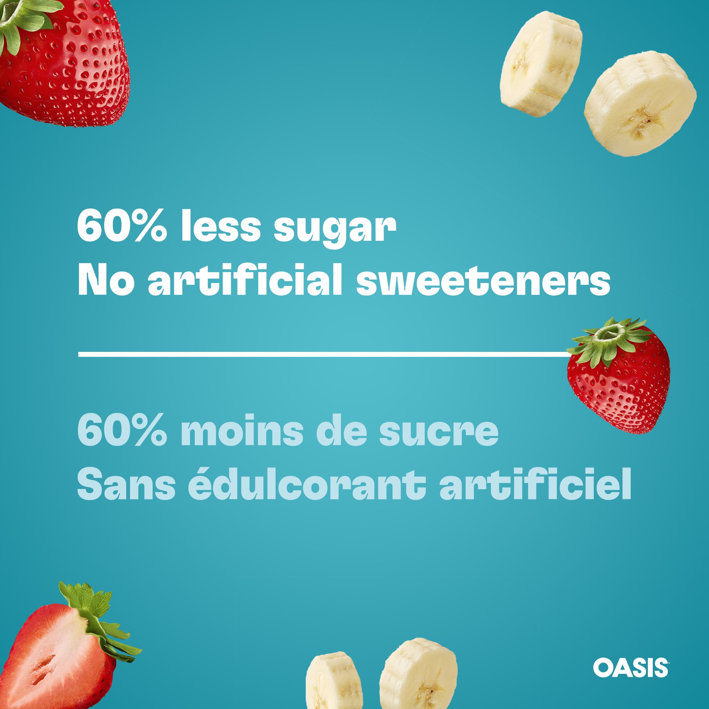 Boîtes de jus de fruits fraise banane JUS FRAISE/BANANE OASIS HYDRAFRUIT 8X200ML