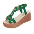 thumbnail image 2 of Bnwani Platform Sandals,Women's Sandals,Wedge,Open Toe,Casual,Cutout,Green,6.5, 2 of 9