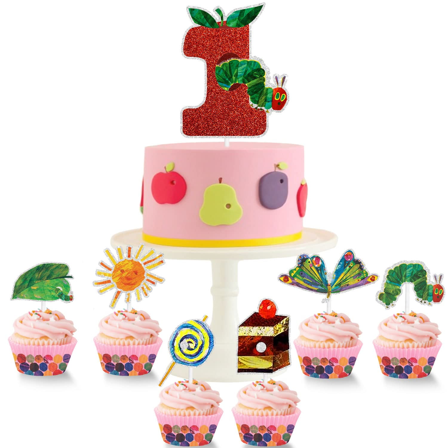 Hunger Caterpillar Cake Topper Decorations Glitter Fairy Tales Theme 11-1-year-old-birthday-cakes-images-pinterest-photo-1-year-old-girl