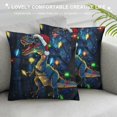 thumbnail image 3 of Orinice Dinosaur Christmas Graphic Decorative Throw Pillow Cover for Home Couch Living Room Bed Sofa - Short Plush Material - Invisible Zipper Design - 1PC 12x12in, 3 of 5