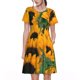 thumbnail image 1 of Fotbe Sunflowers 7 Vestido Largo de Moda para Mujer, Vestido Tipo Camiseta con Manga Corta y Estilo Casual a Rayas y Bloques de Color, 1 of 6