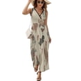 thumbnail image 2 of Chicken Pattern Dress Summer Street Style Bohemia Long Dresses Female Sleeveless Printed Maxi Dress, 2 of 9