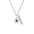 thumbnail image 2 of Delight Jewelry Silvertone Horseshoe with Oval Blue Crystal Silvertone Balance Bar Charm Necklace, 23", 2 of 4