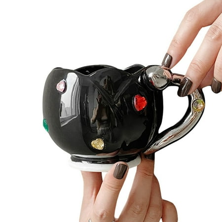

Luxury Heart-Shaped Gemstone Mugs Ceramic Coffee Tea Cups Gift