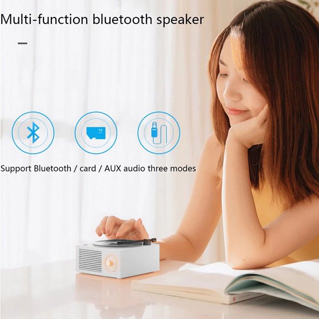 Turntable Speaker Vintage Record Player Stereo Turntable Speaker Vinyl Record Player Bluetooth Turntable Speaker