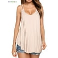 thumbnail image 4 of BadPiggies Women Flowy V Neck Sleeveless Tank Tops Summer Sexy Casual Double Spaghetti Straps Camisole Vest (2XL, Beige), 4 of 7