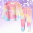 thumbnail image 2 of Baby Girls Clothes 24 Months 2T 3T 4T 5T 6T 7T Girls 2PCS Fall Winter Outfits Set Toddler Girls Long Sleeve Top Pants Set Tie-dye Pants Set Pink Size 2-3 Years, 2 of 8