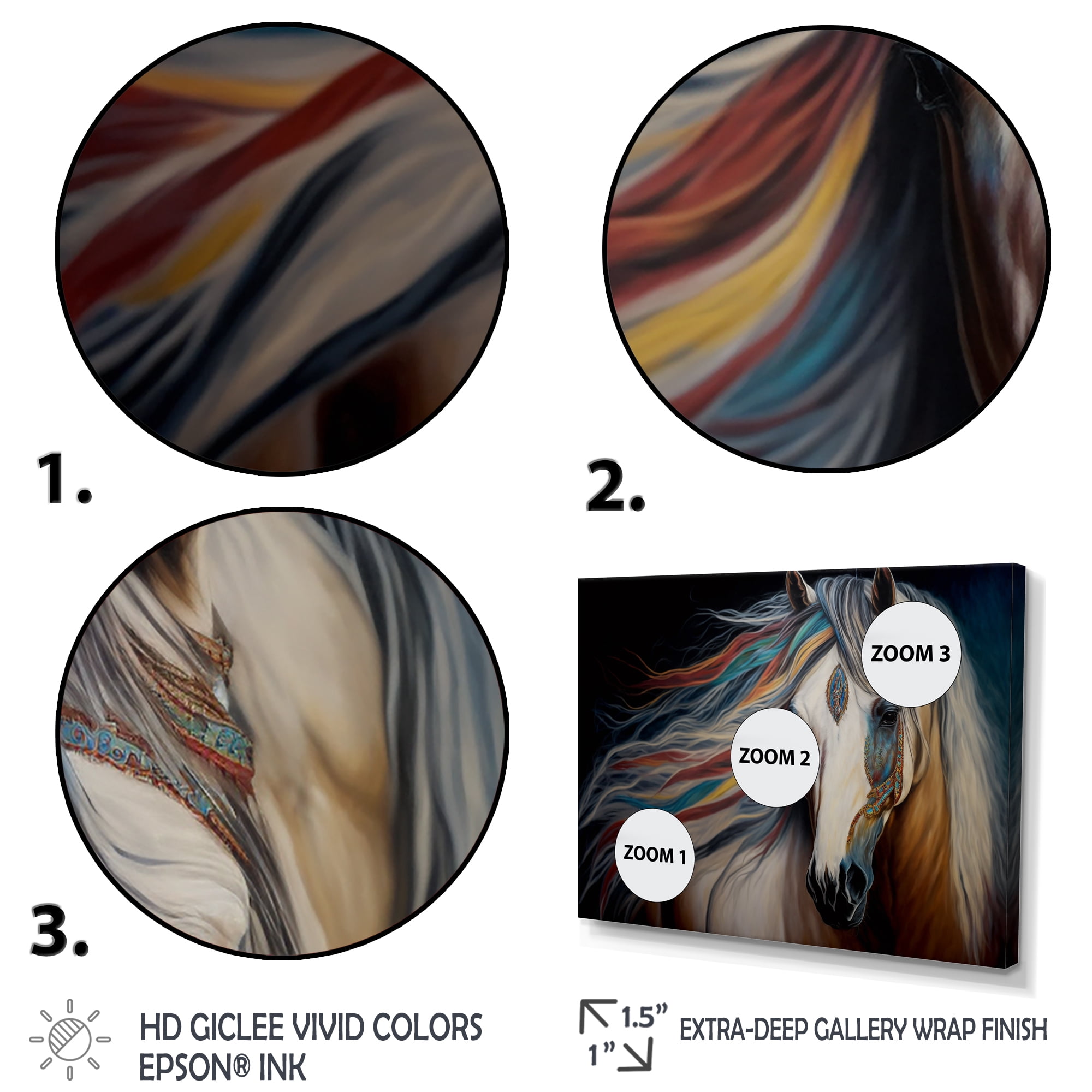 Designart Indian Horse With Colorful Mane I Canvas Wall Art