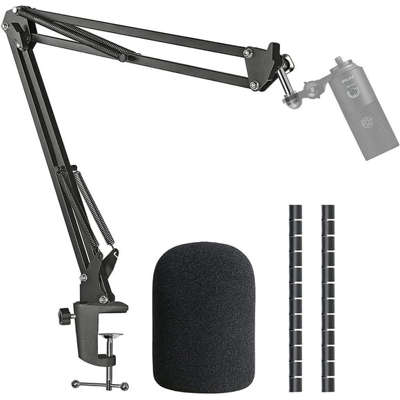 shiyou-AT2020 Boom Arm Mic Stand with Pop Filter Compatible with AT2020, Fifine K669, K669B USB Microphone, Mic Arm with Cable Sleeve by