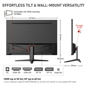 Gawfolk 28 Inch 4K IPS Monitor, 60Hz UHD 3840x2160 Computer Display, HDMI/DP Port, Wall Mount Compatible, Home Office Business