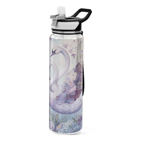 BZSMCE Sport Bottle Graceful Swans in Bloom Outdoor sports Water Bottle Size: 10.4x3in