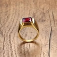 thumbnail image 4 of PAMTIER Men's Stainless Steel Simple Gold Plated Ring with Square Red Gem Stone Size 6, 4 of 6