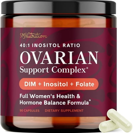 Ovarian Support for Hormone Balance for Women | Healthy Ovulation, Menstrual Cycle & Reproductive Health Support | DIM Supplement with Myo-Inositol & D-Chiro Inositol & Folate Complex | 30 Day Supply
