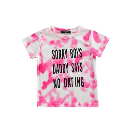 

Calsunbaby Summer Toddlers Breathable T-shirt Tie Dyed Letter Printed Short Sleeve Round Neck Top Casual Clothes