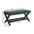 thumbnail image 3 of GZXS Modern Accent Bench with X-Frame Base, Upholstered Velvet Ottoman Stool with Padded Seat, Comfy Bedroom End of Bed Bench, 42"L x 20"W x 20"H (Green), 3 of 7