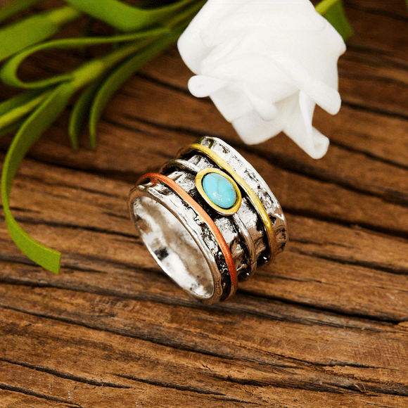 Bague Vintage Turquoise Style Boho pour Femmes et Filles - Accessoire Unique pour un Look Bohème