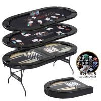 Barrington 6 Players 5 in-1 Multi-Game Poker Table, Blackjack, Poker, Checker, Chess and Backgammon
