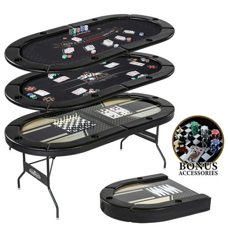 Barrington 6 Players 5 in-1 Multi-Game Poker Table, Blackjack, Poker, Checker, Chess and (Best Blackjack Tables In Las Vegas)