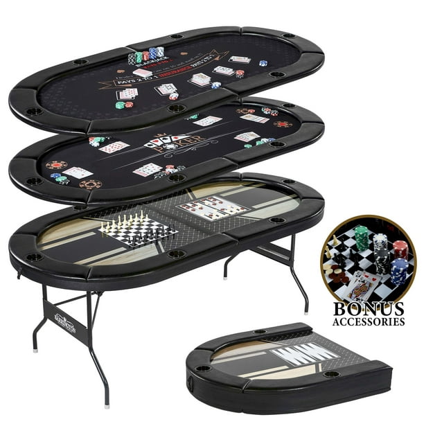 To contaminate violinist Agricultural Barrington 6 Player 5 in 1 Poker and Card Game Table, Blackjack, Poker,  Checker, Chess, Backgammon, Black - Walmart.com