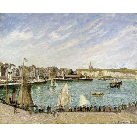 LApres-Midi Soleil Avant-Port De Dieppe Canvas Art - Camille Pissarro (20 x