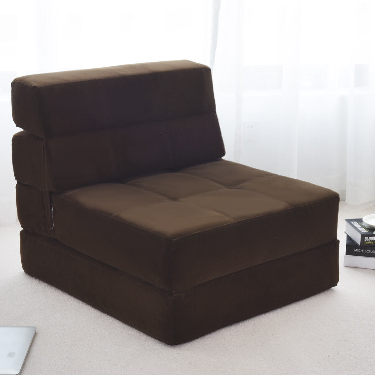 Costway Tri Fold Down Chair Flip Out Lounger Convertible Sleeper Bed Couch Dorm