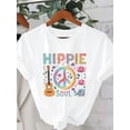 thumbnail image 1 of Women'S "Hippie Soul" Graphic Tee - Casual Crew Neck Short Sleeve TShirt with Ukulele & Floral Design, Soft & Breathable Knit Fabric, 1 of 6