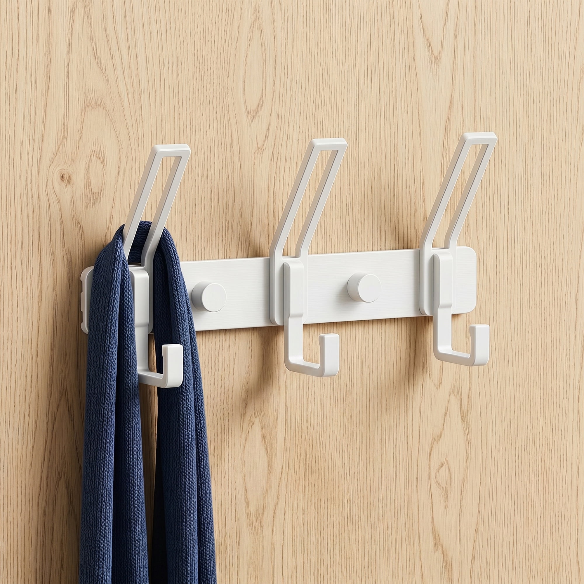 Unique Bargains Wall Mount Coat Rack Hook for Bathroom Organization White 3 Hooks