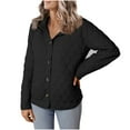 thumbnail image 2 of BLTIBY Women's Lightweight Diamond Quilted Jacket Winter Lapel Open Front Button Down Puffer Casual Coat Cardigan Outwear with Pockets Black L, 2 of 9
