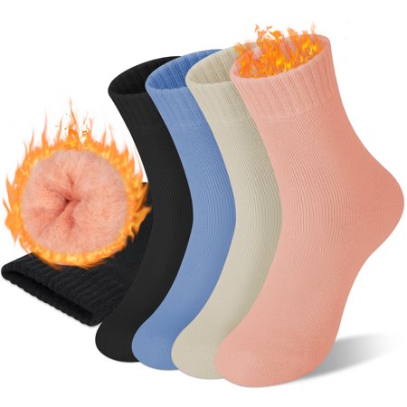 Loritta 4 Pairs Thermal Socks for Women Winter Thick Warm Heated Boot Crew Socks