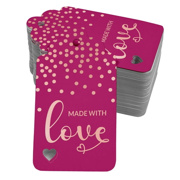 Inkdotpot Real Rose Gold Foil Made With Love Text Tags Favor Hang Paper Tags 50 Pack