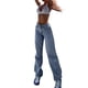 thumbnail image 1 of Jean Pants for Women with Holes cintura alta, rasgados, ajustados, a la , para correr al libre (Blue, S), 1 of 5