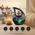 thumbnail image 4 of MUKTIVE Aurora Borealis Urns for Adult Female (1 Large 10 ", 4 Keepsake 3 "), Northan Light Urn for Ashes Adult Male, Cremation Ash Holder, Combo Sets Funeral Gift Urn, Burial Urns for Human Remains, 4 of 7