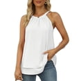 thumbnail image 2 of Womens Halter Tank Tops Summer High Neck Double Layers Sleeveless Tops, 2 of 4