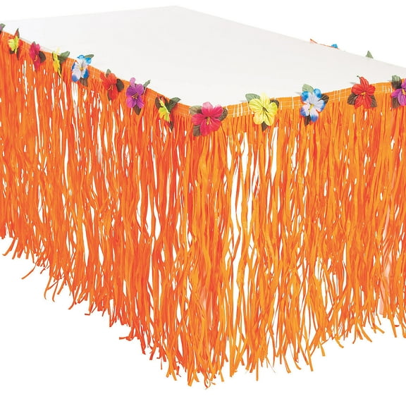 Luau Orange Table Skirt - Party Supplies - 1 Piece