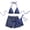 Blue, variant on Women's Bikini Sets Three Piece Swimsuit Boyshorts V Neck Textured Halter Back Self Tie Bathing Suits (Brick Red, L)