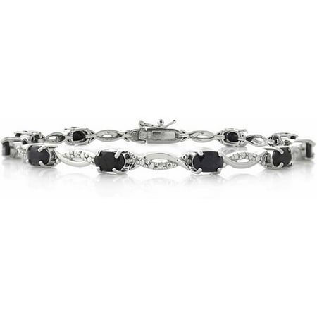 - 6 Carat T.G.W. Sapphire and Diamond Accent Sterling Silver Swirl Bracelet