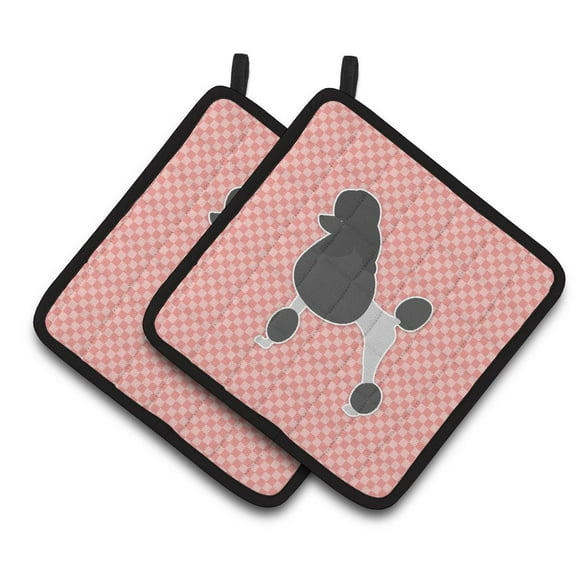 Carolines Treasures BB3639PTHD Poodle Checkerboard Pink Pair of Pot Holders , 7.5HX7.5W, multicolor