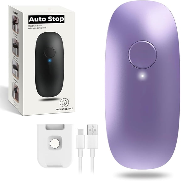 Ultrablade PRO Auto Stop Can Opener - Rechargeable Electric Can Opener for Kitchen for Seniors with Arthritis - One Touch Side Cut Opener, Smooth Edge, Lilac